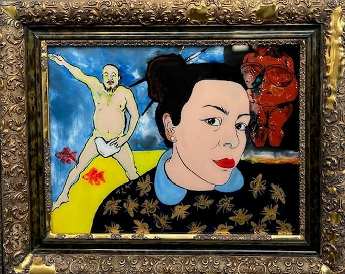 Autoportrait au Christ Jaune
icône sur verre, encre de chine, l’huile et feuille d
’or